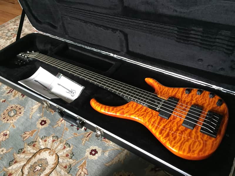 Modulus Quantum 5 Bass Guitar 5A Quilt Top MAPLE NOS Bartolini - TOP OF LINE 2006 Orange Brown Yello image 1