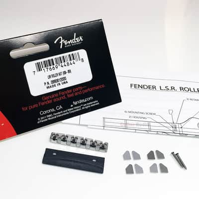 Genuine Fender LSR Roller Chrome Guitar Neck String Nut with Mounting Hardware image 1