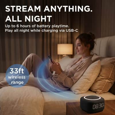 Gemini BRS-180 Bluetooth Home Speaker – Night Light, 15 Sleep Sounds, LED Alarm Clock & Voice-Assistant Button image 8
