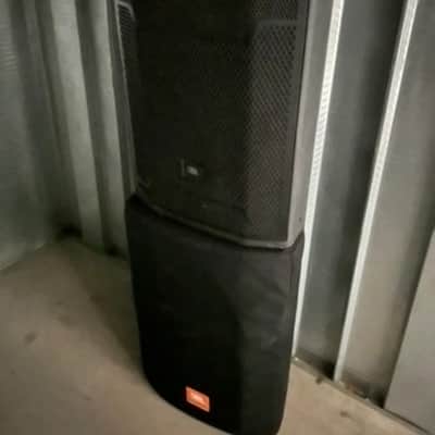 Pair JBL PRX715 15" Powered 2-Way Main/Floor Monitor Speaker 2010s - Black with covers image 3