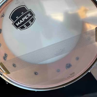 Mapex Black Panther 'Heritage' Maple with Walnut Rings 6x14 Snare Drum in White Psicobloc Pearl (Rm 4) image 5