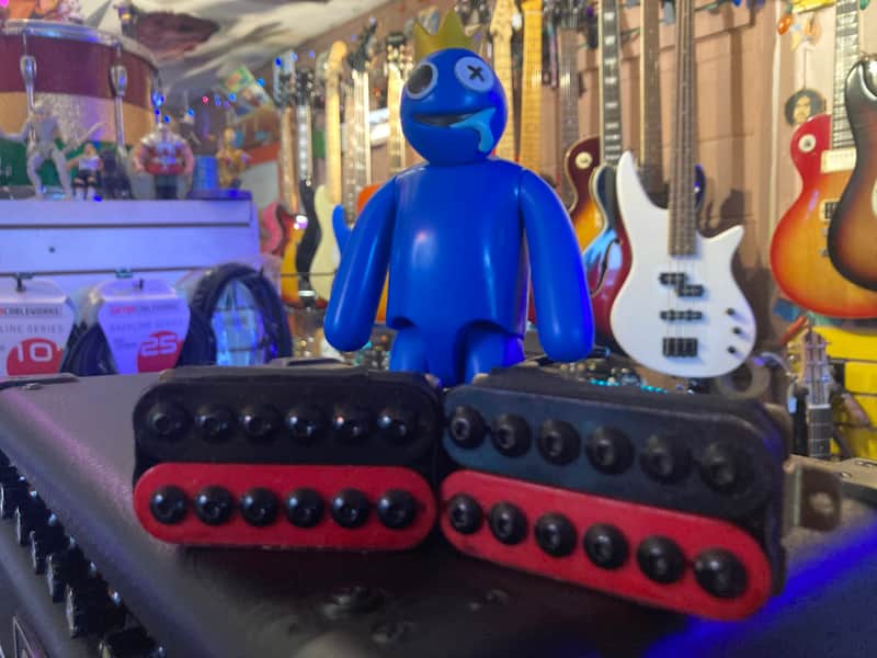 Import High Output “Invader” Style Humbucker Pickup Set - Black and Red image 1