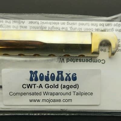 MojoAxe Compensated Wraparound Bridge Tailpiece for Gibson Les Paul, aged gold image 2