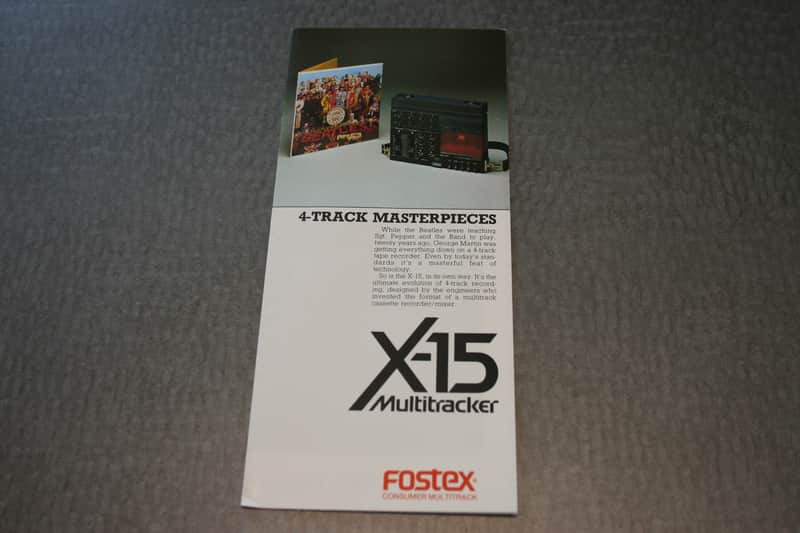 Fostex X-15 1983 Four Track Cassette Recorder Brochure - The Beatles Sgt. Pepper George Eastman image 1