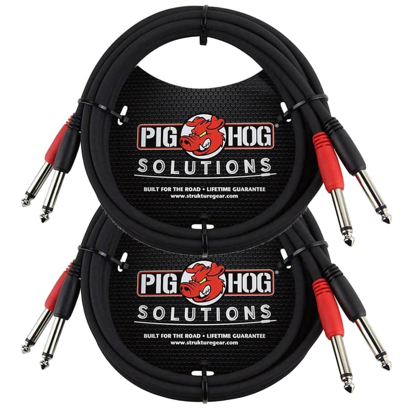 2 Pack Pig Hog 10Ft Solutions Dual Cable 1/4" Mono Male PD-21410 Lifetime Warranty image 1