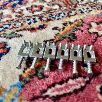 Original set (6) 1970's Fender Strat Die Cast Bridge Saddles 027037 image 8