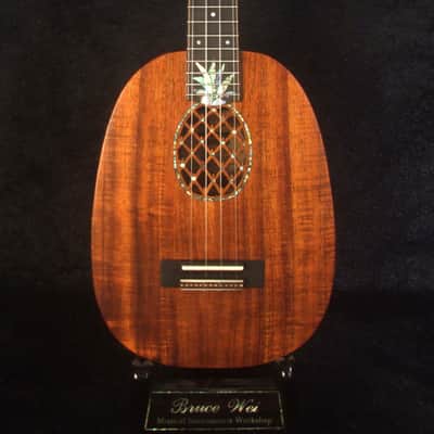 Handmade Pineapple Soprano Ukulele, Solid Hawaiian Koa, Soft-bag, Bruce Wei UW13-2004 image 7
