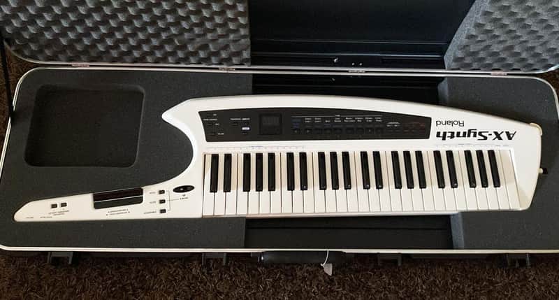 Roland AX-Synth white keytar synthesizer Guitar Keyboard Mint Condition + Hard Case image 1