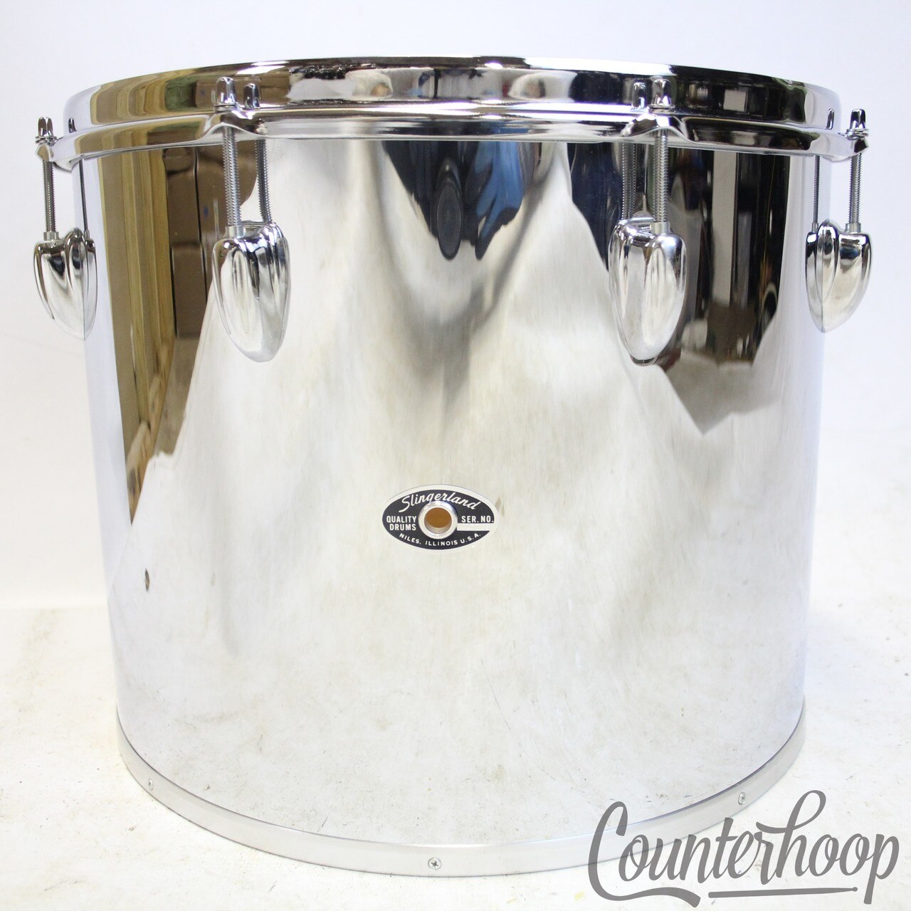 Slingerland 15x12"Concert Tom Drum Chrome Over Wood COW 3Ply Vintage 70s Parade — main photograph