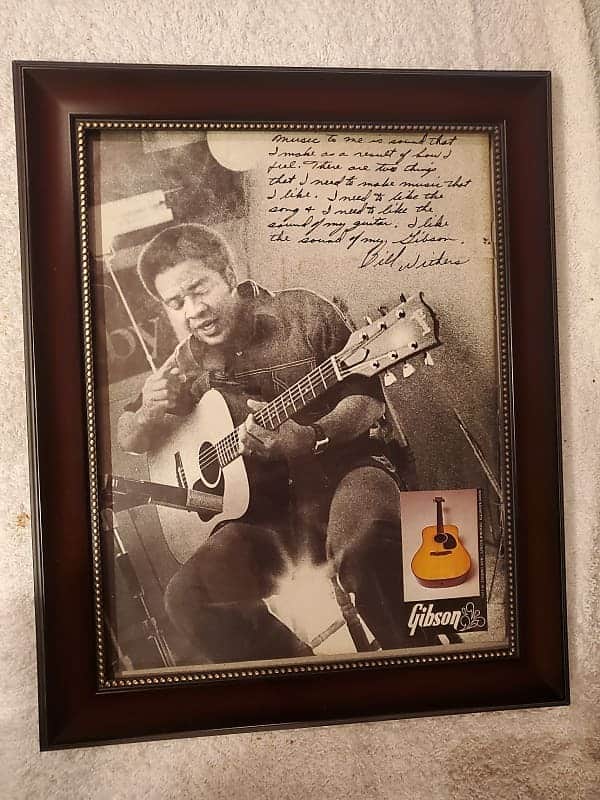 1974 Gibson Guitars Color Promotional Ad Framed Bill Withers Gibson J-50 Original image 1