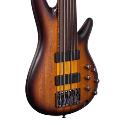 Ibanez SRF706 Portamento Fretless Bass Guitar Brown Burst Flat image 9