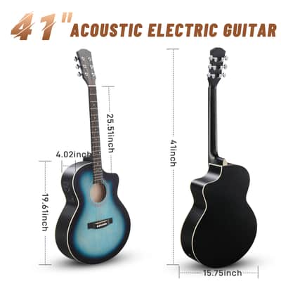 🎸+Amp! Acoustic-Electric Guitar Black +Soft Case/Gig Bag +Tuner +Strap +Picks!🎸 image 5