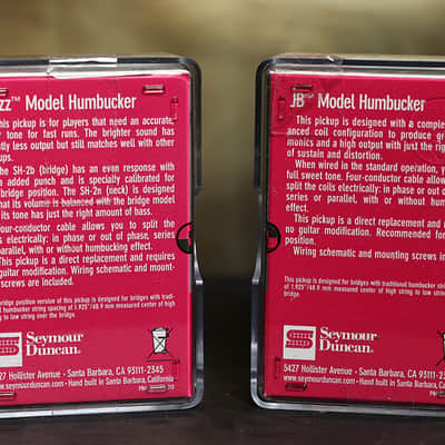 Seymour Duncan JB Jazz Hot Rodded Pickup Set Humbucker SH-4 SH-2n Zebra image 2