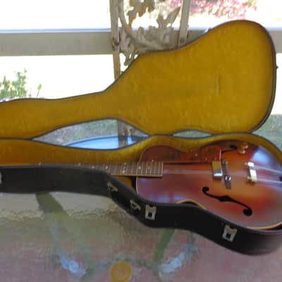 1930's Kay Baritone Archtop Guitar - B Tuning - Acoustic Electric - X Wide Fretboard - Period Case image 15