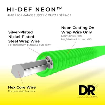 DR Strings HI-DEF NEON™ - MULTI-COLOR Colored Electric Guitar Strings: Heavy 11-50 image 5