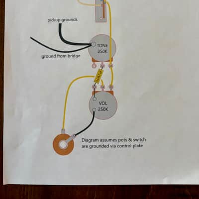 Reverse Control Plate Fender Telecaster (HS) 3-way wiring harness upgrade-Humbucker neck single coil bridge with 0.022uF Bumblebee capacitor with treble bleed circuit image 6
