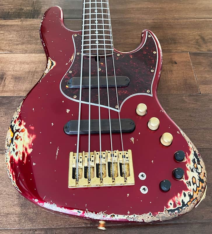 Xotic XJ-1T Jazz-Style 5-String Bass Guitar Candy Apple Red