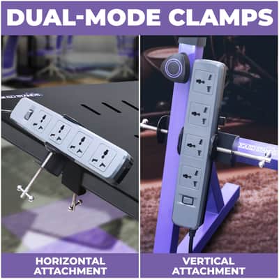 Liquid Stands Piano Stand Power Strip Mount - Fits 1" to 3.4" - Piano Power Strip Holder - Removable Under Desk Clamp Mount and Cable Management image 5