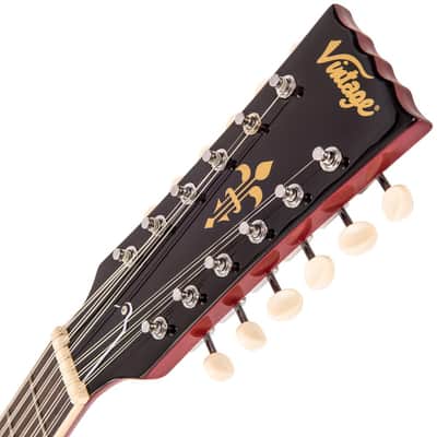 Vintage Reissue Series, Semi Hollow VSA500CR-12 Set neck w/Offset heel, 12 String, Cherry Red image 9