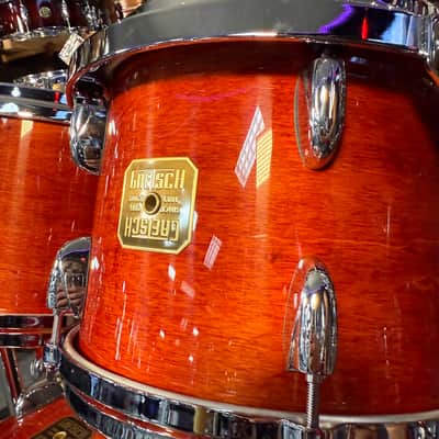 ~NEW!~ Gretsch USA Custom 4-Piece 10/12/16/22 Drum Kit Set in Burnt Orange Gloss Lacquer with Square Badges image 3