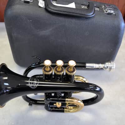 Jupiter JPT-416 Pocket Trumpet (Black Lacquer) with Mouthpiece and Carry Case image 2