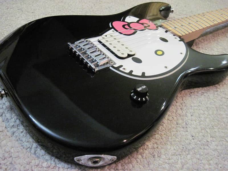 Black 2005 Fender Squier HELLO KITTY Stratocaster Guitar Full Size