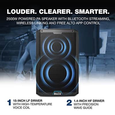 ALTO TS415 2500W 15" Powered PA Speaker with 3 Channel Mixer, Bluetooth Speaker, SINGLE image 3
