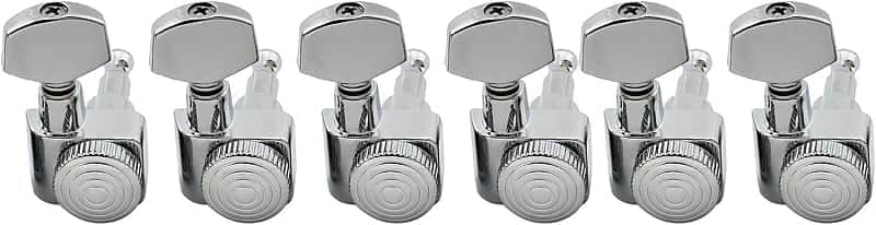 Pro 6-in-line 2-pins Full Metal Guitar Locking Tuners Machine Heads Tuning Pegs Keys Set for Fender American Stratocaster/Telecaster Strat/Tele Style Electric Guitar, Chrome image 1