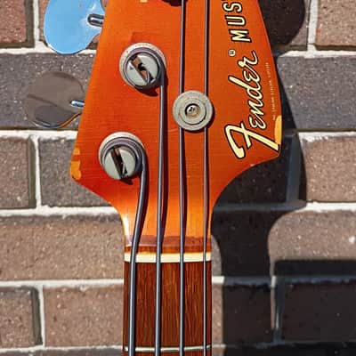 Rare 1968-1970 Fender Mustang Bass Competition Stripe Candy Apple Red w/Matching Headstock Lollipop image 9
