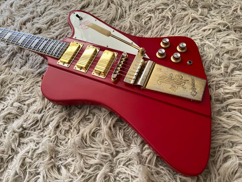 Vintage 1999 Epiphone '63 Firebird VII 1963 Reissue Cardinal Red Electric Guitar MIK image 1