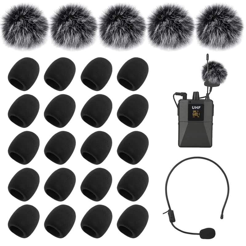 25 Packs Microphone Windscreen, Microphone Foam Cover, Windscreens Sponge Foam Covers, Furry Windscreen, Microphone Covers Foam, Foam Mic Cover, For Headset Microphone image 1