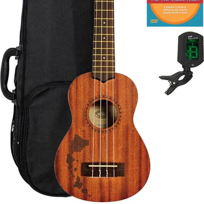 Kala KA-15S-H1 Satin Mahogany Soprano Ukulele - Hawaiian Islands w/ Hard Case image 1