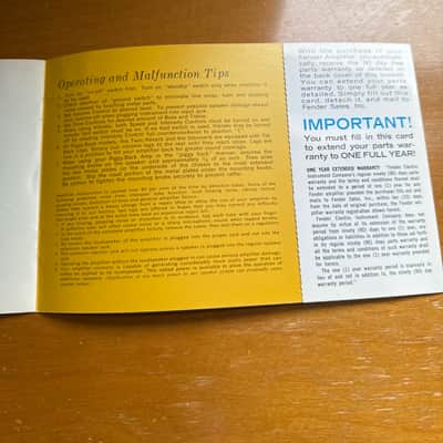 Fender Amplifier Warranty Manual Vintage 1964 image 2