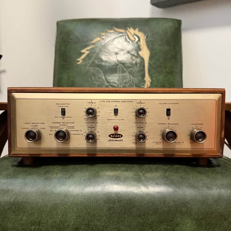 HH Scott Model 222 Stereo Preamp Early 1960s - W/ Cabinet