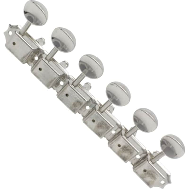 Tuners - Gotoh, SD91 MG, Locking Vintage Oval Knob, 6 in a line, Nickel image 1