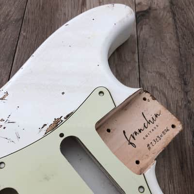 FRANCHIN Mercury guitar body Relic Aged Olympic White 100% Nitro Lacquer Cracks HSS Basswood Stratocaster-Strat-S-Style Made in Italy - Stock piece #23280826 image 9