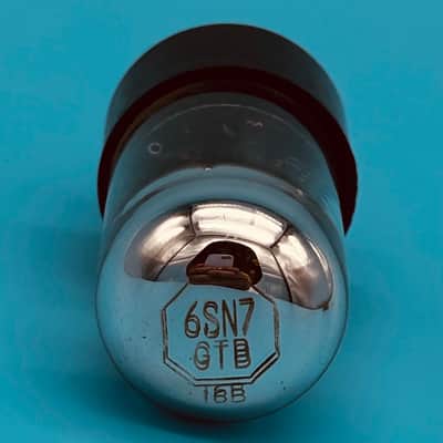 1950s Sylvania 6SN7GTB Vintage Chrome Top Black Plate Silvertone Preamp TubeT299 image 4
