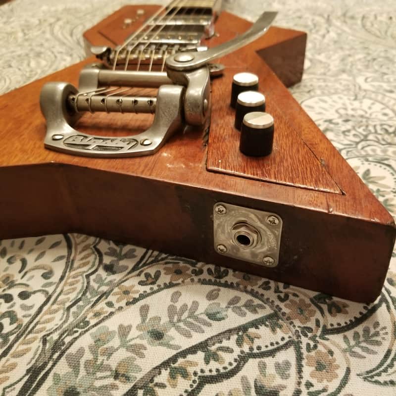 1960s Korina Wood Solidbody 2" Thick, Futuristic Guitar, Unknown Maker, Modeled After 1958-59 Gibson image 1