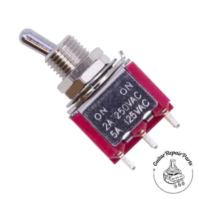 Carling On-On 2 Position DPDT Mini Toggle Switch w. Short Bat - Chrome