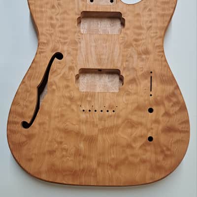 Shepard Custom Guitars Custom Telecaster Body Semi-hollow Backroute Quilted Maple Top On 1pc Mahagony 2023 - Unfinished image 3