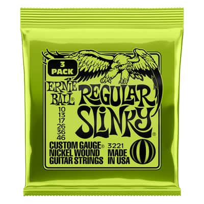 Ernie Ball PACK OF 3 #3221 Regular Slinky Nickel Electric Guitar Strings, 010-046 image 1
