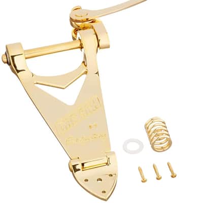 Bigsby B6G Gold Vibrato Tremolo Tailpiece, Gretsch Guitar Logo, 006-0143-100
