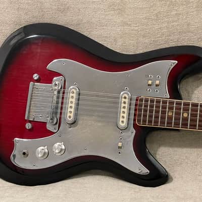1960’s Unbranded Sekova Mentor 12 String Guitar Variant Redburst Hockey Stick Headstock Electric XII MIJ Japan Rare / VIDEO image 1