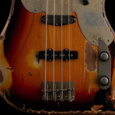 Nash PB/J 55 2025 - Super Heavy Relic 4 String Bass in 3 Burst Nitro! Maple on Maple, Ash Body, Nash Alligator Case, Lollar Hand Wound Pickups!  Boutique Spoiled. image 1