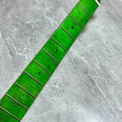 6 string 22 fret Gloss green flame Maple Electric guitar neck 25.5" Replacement image 5