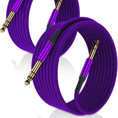 1/4 Inch TRS Instrument Cable 10ft 2-Pack,Straight 6.35mm Male Jack Stereo Audio Interconnect Cord,6.35 mm Balanced Line for Electric Guitar,Bass,Keyboard,Mixer,Amplifier,Amp,Speaker,Equalizer image 1