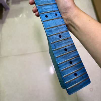Blue Gloss 22Frets Flame Maple Electric guitar Neck 25.5in parts image 3