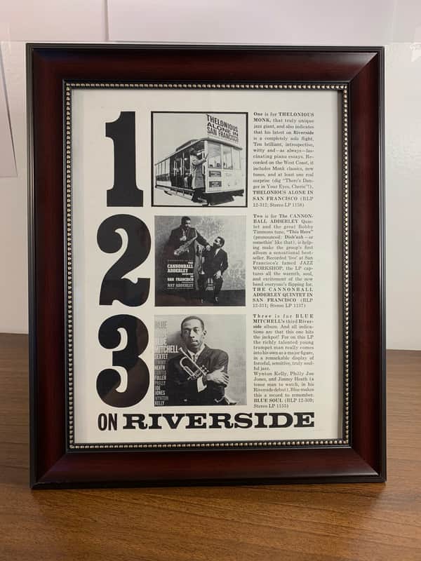 |Originial| 1960 Down Beat Magazine Riverside Records Promotional Ad |Framed| image 1