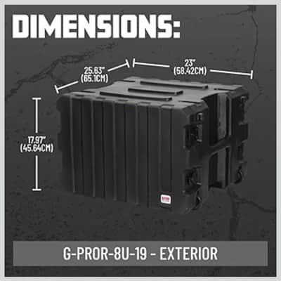 Gator Pro Series 19" Depth 8U Rolling Rack Case with Recessed Wheels, Black 2026 - Black image 3