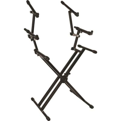 QUIK LOK - QL723 Professional 3-Tier X Keyboard Stand - Heavy Duty Double-Braced Steel Performance Frame with Two Fully Adjustable Tilt and Angle Extension Levels, Black (B-Stock / Damaged Packaging) image 1